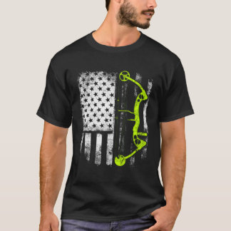 Archery Compound Bow Usa Flag T-Shirt