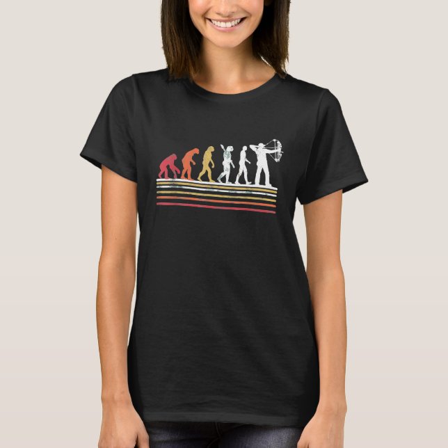 Archery Evolution Retro Style Funny Bow Junting Ar T-Shirt (Vorderseite)