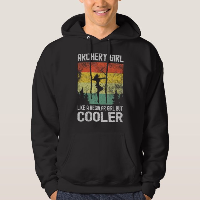 Archery Girl Bow und Arrow Young Archer Retro Vin Hoodie (Vorderseite)