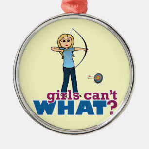 Archery Girl in Blue - Blonde Silbernes Ornament