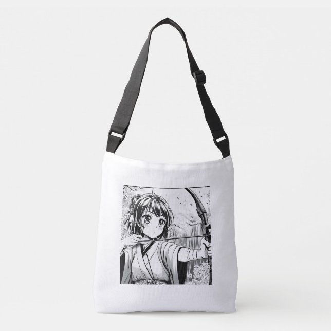 Archery Manga Gal Tragetaschen Mit Langen Trägern (Vorderseite)
