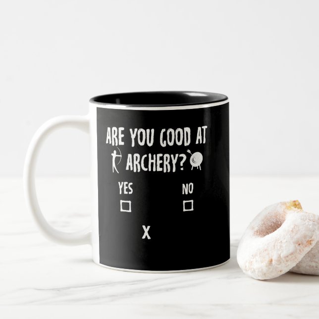 Archery Sarcasm Quote Archer Bow Jagdtyp Zweifarbige Tasse (Mit Donut)