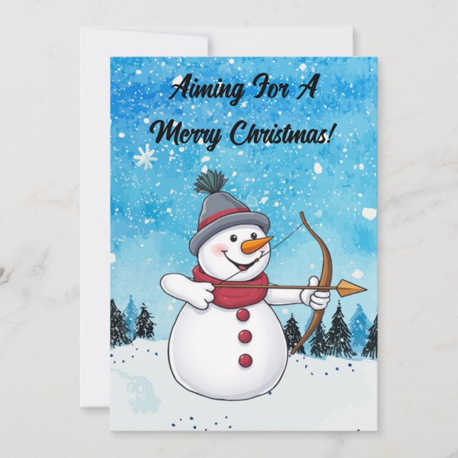 Archery Snowman Weihnachtskarte Feiertagskarte (Vorderseite)