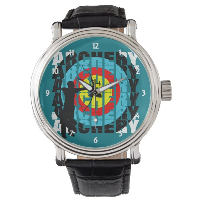 Archery Sport Cool Typografy Archers Graphic Armbanduhr (Vorderseite)