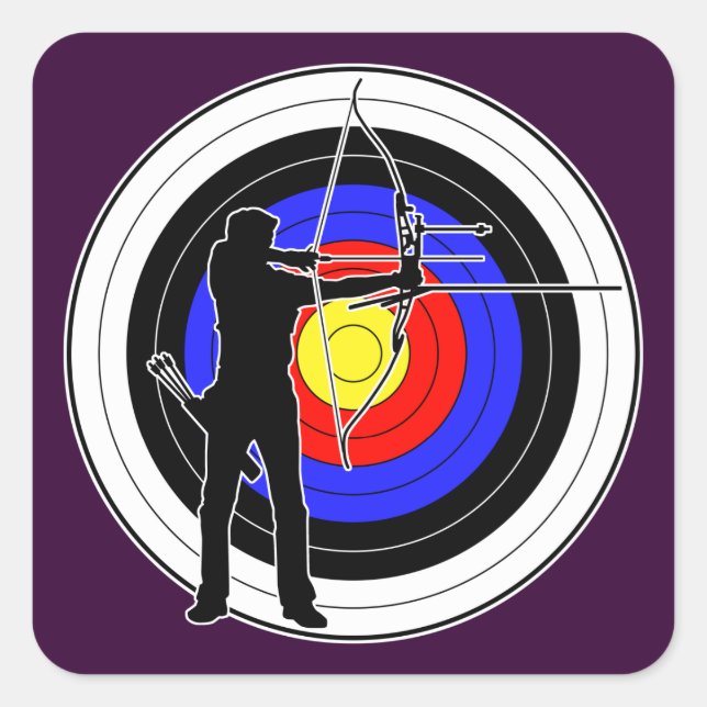 Archery & target 01 quadratischer aufkleber (Vorderseite)