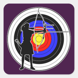 Archery & target 02 quadratischer aufkleber