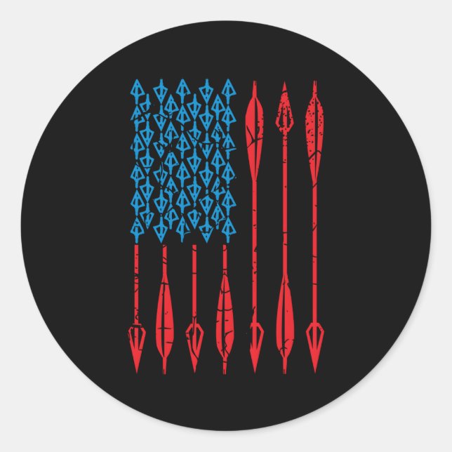 Archery Usa American Flag Arrows Runder Aufkleber (Vorderseite)
