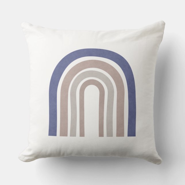 Arches der Mitte des Jahrhunderts - Blau und Beige Kissen (Vorderseite)