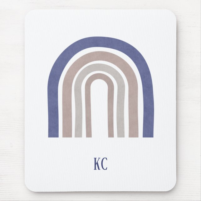 Arches der Mitte des Jahrhunderts - Blau und Beige Mousepad (Vorne)