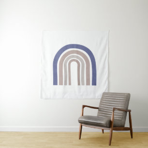 Arches der Mitte des Jahrhunderts - Blau und Beige Wandteppich