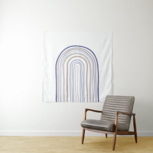 Arches der Mitte des Jahrhunderts - Blau und Beige Wandteppich