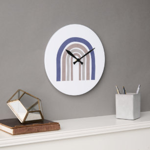 Arches des Mittelalters - Blau und Beige Große Wanduhr