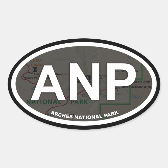 Arches Map Aufkleber (weißer Text) (Vorderseite)