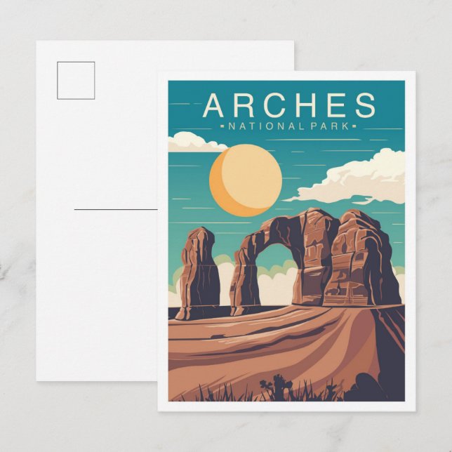 Arches National Park Utah USA Travel Illustration Postkarte (Vorne/Hinten)