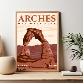 Arches National Park Utah Vintage Desert Landscape Poster