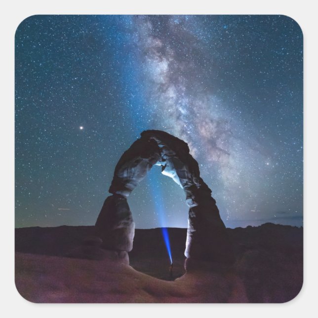 Arches Nationalpark bei Nacht MOAB Quadratischer Aufkleber (Vorderseite)