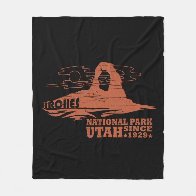 Arches Nationalpark Moab Utah Vintage Kunst Fleecedecke (Vorderseite)