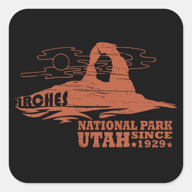 Arches Nationalpark Moab Utah Vintage Kunst Quadratischer Aufkleber (Vorderseite)