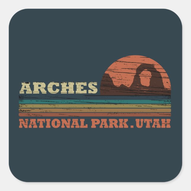 Arches Nationalpark Utah Vintager Parkplatz Quadratischer Aufkleber (Vorderseite)