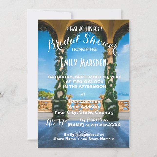 Arches of Italy Elegant Bridal Dusche Einladung (Vorderseite)
