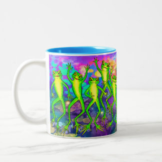 Archey's Frogs auf einem surrealistischen Hintergr Zweifarbige Tasse