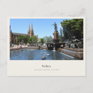 Archibald Fountain und St Marys Kathedrale, Sydney Postkarte