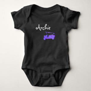 Archie Name mit blauem Sparkle-Feuerlkw, Baby Strampler