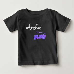 Archie Name mit blauem Sparkle-Feuerlkw, Baby T-shirt