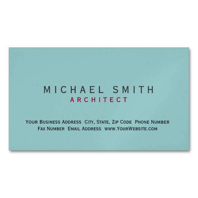 Architect Blue Modern Simple Minimal Carte de visi (devant)