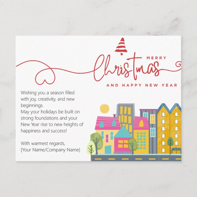 Architect Builder Watercolor Minimal Christmas Postkarte (Vorderseite)