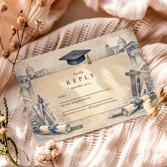 Architect Student Graduation Design RSVP Karte (Von Creator hochgeladen)