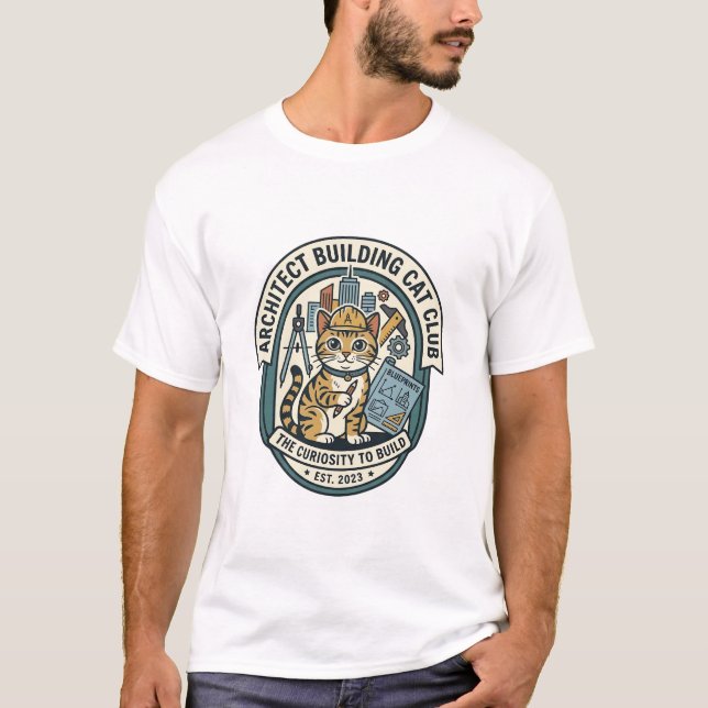 Architecte Bâtiment Chat Chat T-shirt Graphique Ar (Devant)