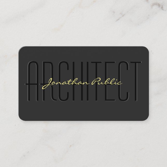 Architecte Carte de visite Script Black & Gold Lux (Devant)