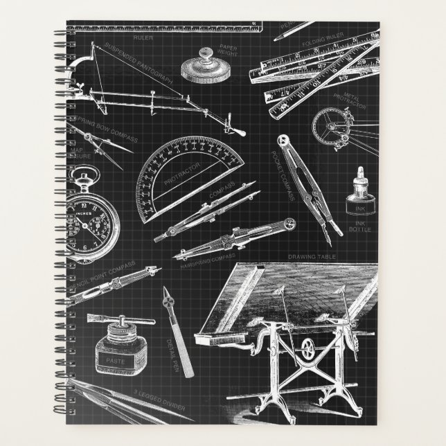 Architecte Outils Planificateur Noir Blanc (Devant)