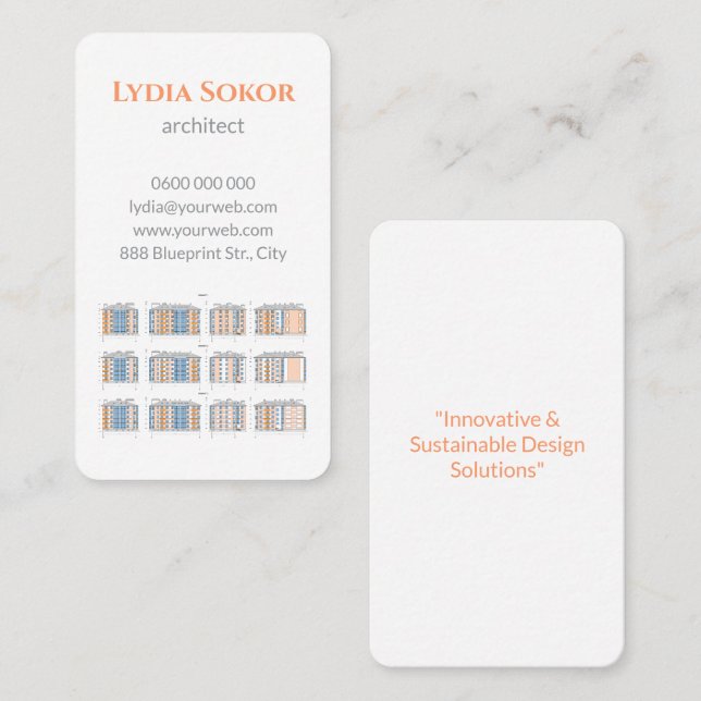 Architector Business Card mit Blueprints Visitenkarte (Vorne/Hinten)