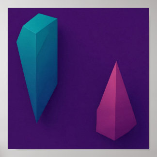 Architectural 3D Geometric Textured Wallpaper Poster