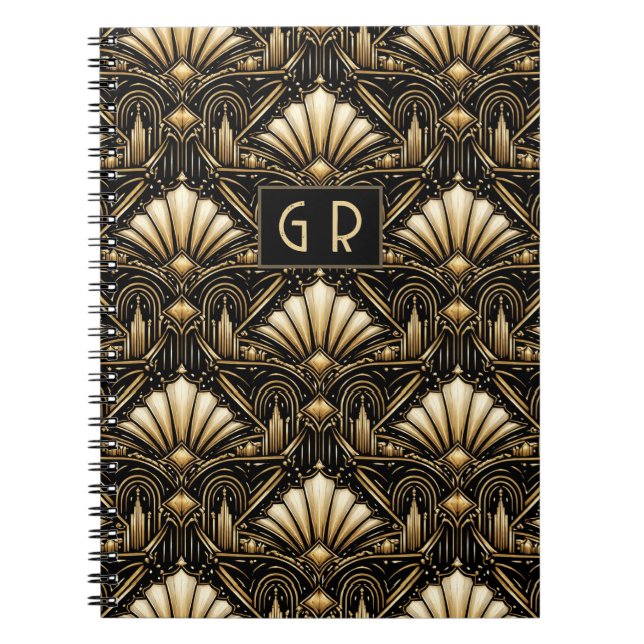 Architectural Art Deco | Custom Initials Notizblock (Vorderseite)