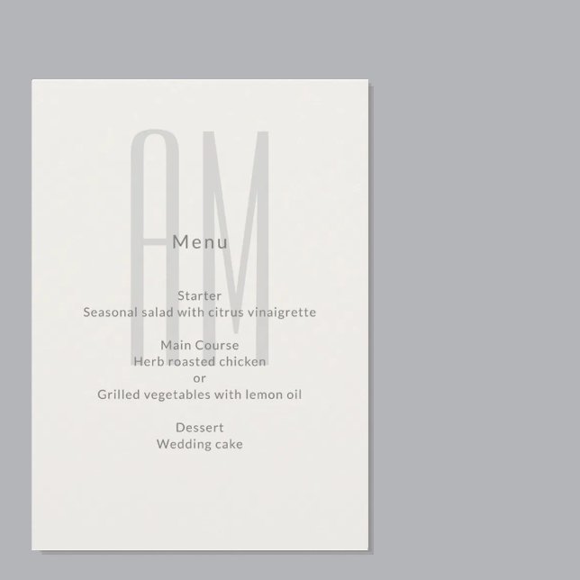 Architectural Monogram Minimal Wedding Menükarte (Von Creator hochgeladen)