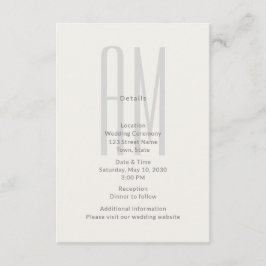 Architectural Monogram Wedding Details Card Begleitkarte