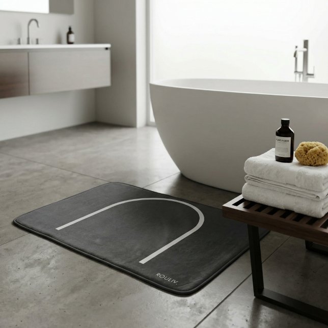 Architectural Muted Charcoal Grey Arch Modern Spa  Badematte (Architectural Muted Charcoal Grey Arch Modern Spa Bath Mat)