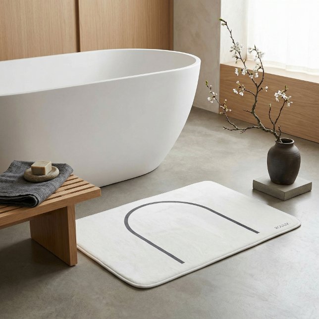 Architectural Off-White Fine Line Japandi Minimali Badematte (Architectural Off-White Fine Line Japandi Minimali Bath Mat)
