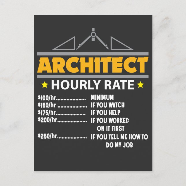 Architecture Hourly Rate Funny Handyman Vater Postkarte (Vorderseite)