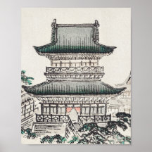 Architecture japonaise par Kōno Bairei Poster