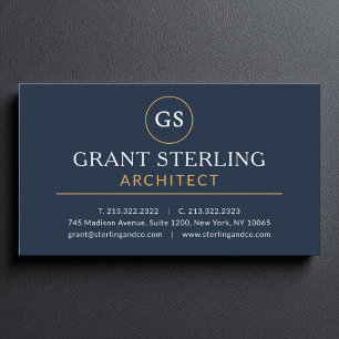 Architecture Navy Blue Gold Luxury Moderne Visitenkarte