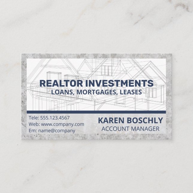 Architekt Blueprint | Property-Gebäude Visitenkarte (Vorderseite)