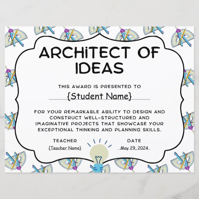 Architekt des Ideenerkennungspreises für Studenten (Vorderseite)