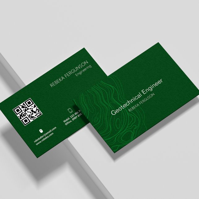 Architekt Gebäude Contractor Dark Green Qr Code Visitenkarte (Architect Building Contractor Dark Green Qr Code Business Card)