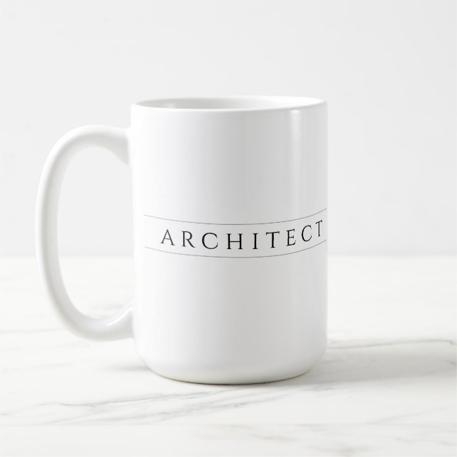 ARCHITEKT Große weiße Keramik Tasse / Schwarz (Links)