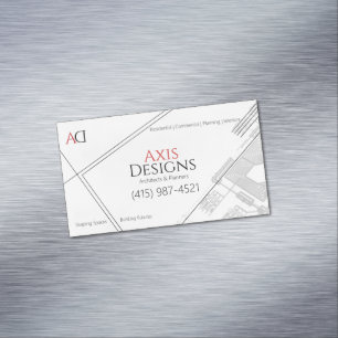 Architekt Minimalistischer Blaudruck Weiß Magnetische Visitenkarte