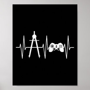 Architekt Shirt Gamer Video Gaming Heartbeat Archi Poster